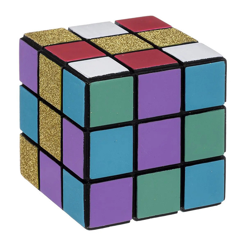 Rubik's Cube Décoration Coloré en Bois 9cm - FEERIC LIGHTS & CHRISTMAS - 183823
