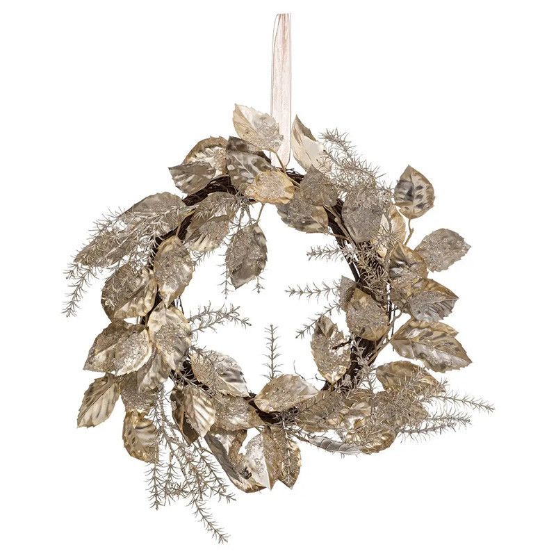Couronne Feuille Doré D40cm - FEERIC LIGHTS & CHRISTMAS - 183861