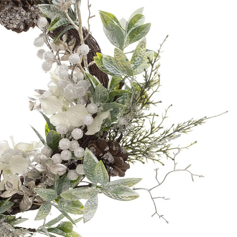 Couronne en Bois avec Branches de Fleurs 50cm - FEERIC LIGHTS & CHRISTMAS - 183889