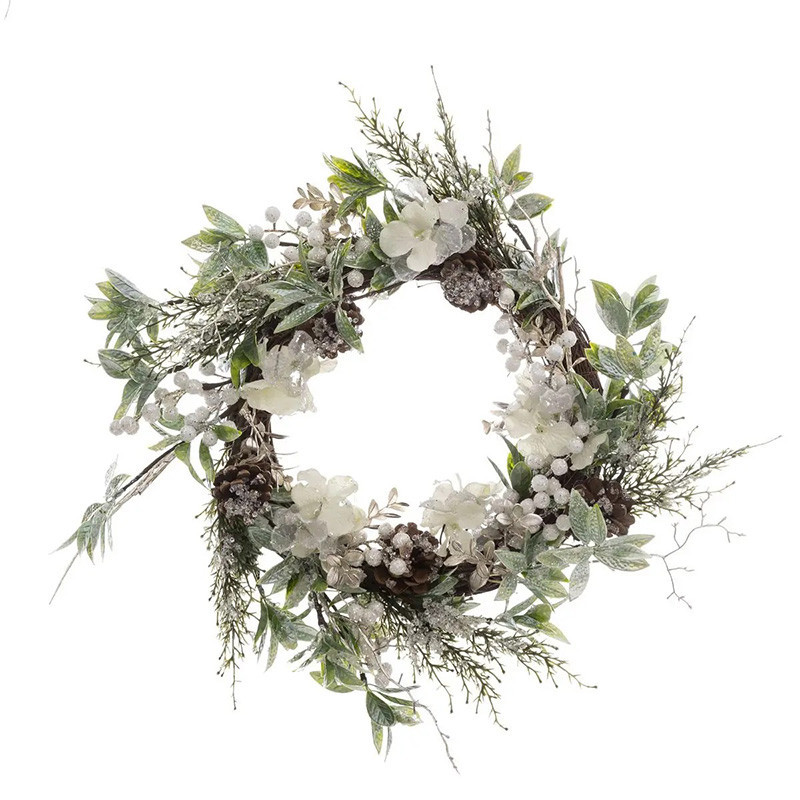Couronne en Bois avec Branches de Fleurs 50cm - FEERIC LIGHTS & CHRISTMAS - 183889