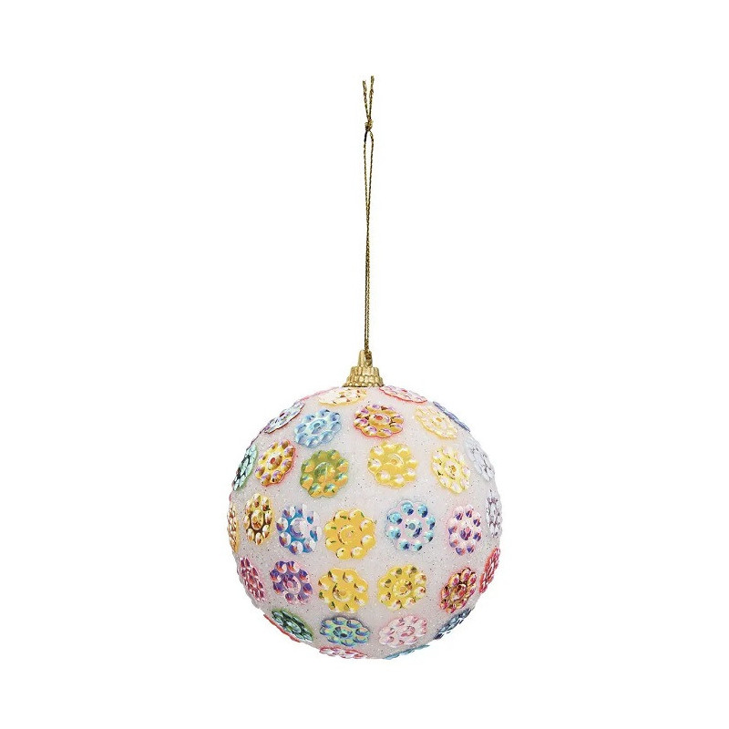 Boule de Noël Arty Fleurs 8cm - FEERIC LIGHTS & CHRISTMAS - 184150