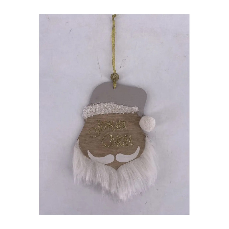 Sujet de Noël Bois Tête Père Noël 15cm - FEERIC LIGHTS & CHRISTMAS - 184264
