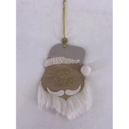 Sujet de Noël Bois Tête Père Noël 15cm - FEERIC LIGHTS & CHRISTMAS - 184264
