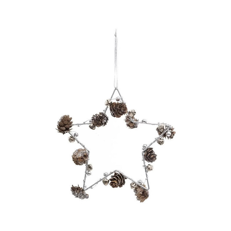 Sujet de Noël Etoile Métal/Pomme de pin 18cm - FEERIC LIGHTS & CHRISTMAS - 184267