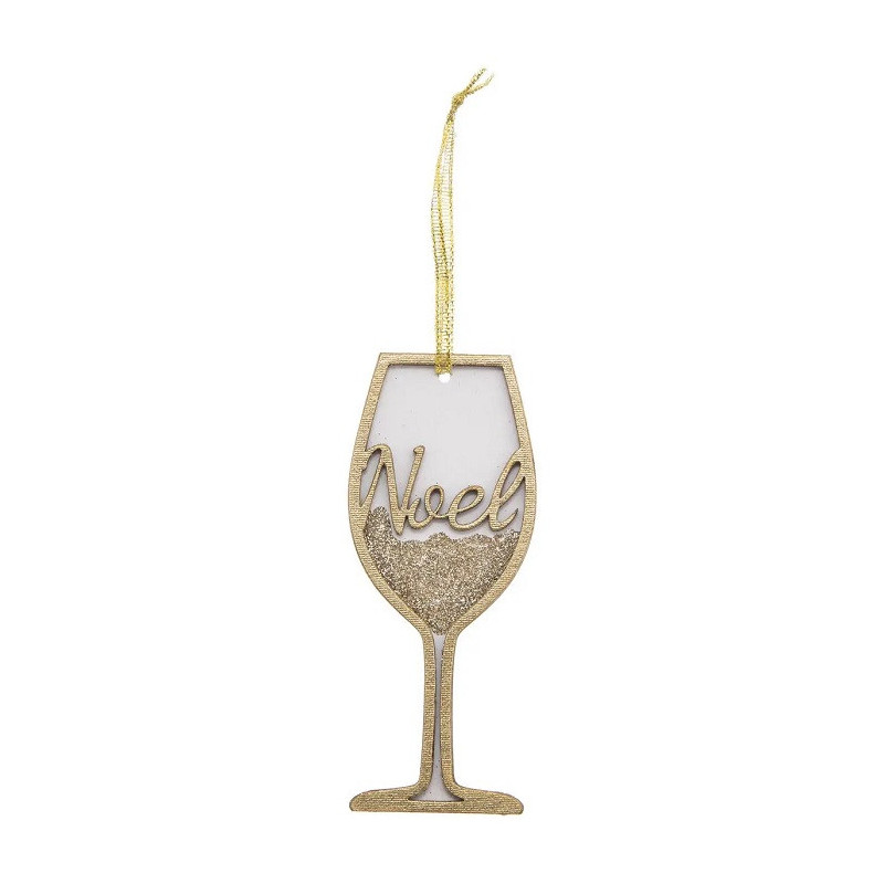 Lot de 2 Sujet de Noël Bois Style Verre Doré - FEERIC LIGHTS & CHRISTMAS - 184316