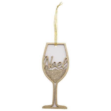 Lot de 2 Sujet de Noël Bois Style Verre Doré - FEERIC LIGHTS & CHRISTMAS - 184316