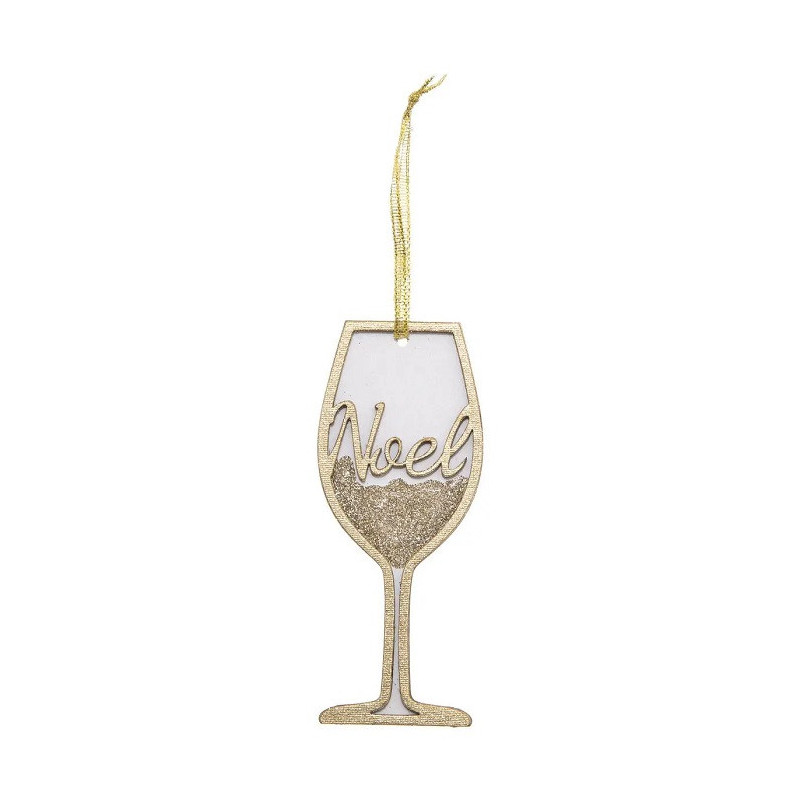 Lot de 2 Sujet de Noël Bois Style Verre Doré - FEERIC LIGHTS & CHRISTMAS - 184316