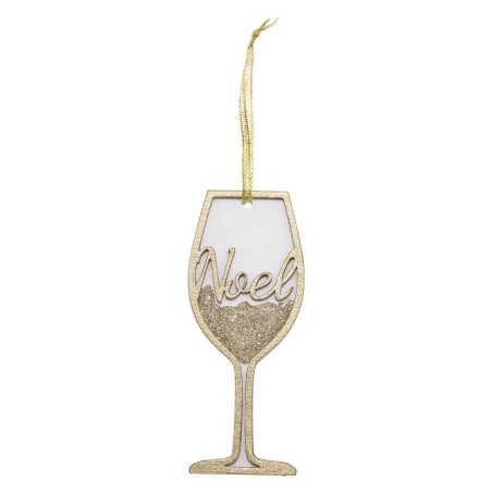 Lot de 2 Sujet de Noël Bois Style Verre Doré - FEERIC LIGHTS & CHRISTMAS - 184316