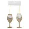 Lot de 2 Sujet de Noël Bois Style Verre Doré - FEERIC LIGHTS & CHRISTMAS - 184316