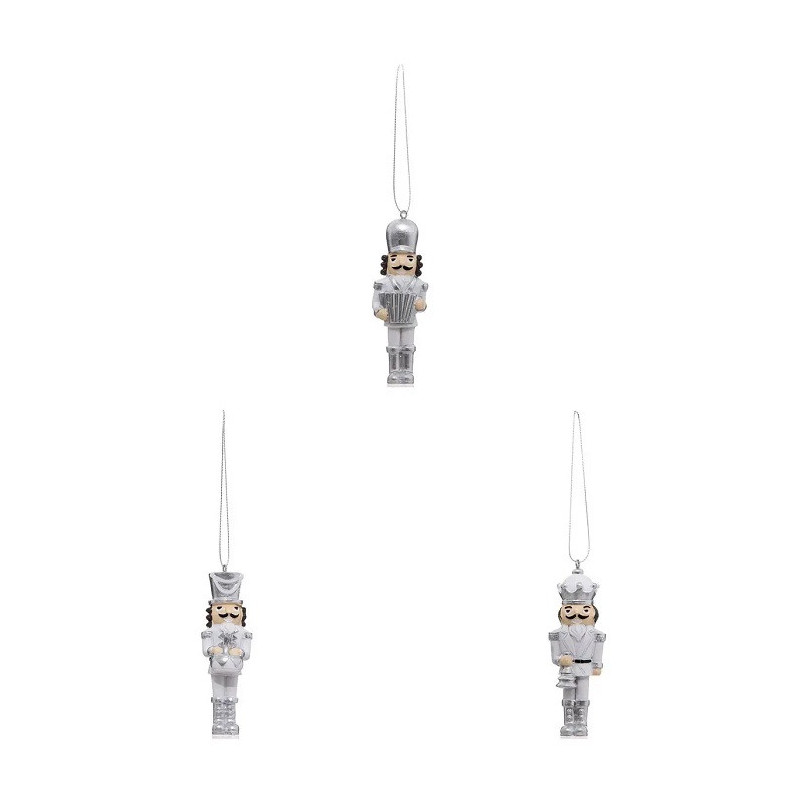 Lot de 3 Sujet de Noël Casse noisette Argenté/Blanc - FEERIC LIGHTS & CHRISTMAS - 184338