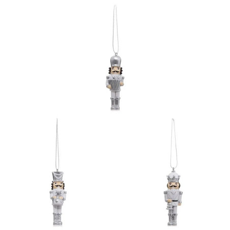 Lot de 3 Sujet de Noël Casse noisette Argenté/Blanc - FEERIC LIGHTS & CHRISTMAS - 184338