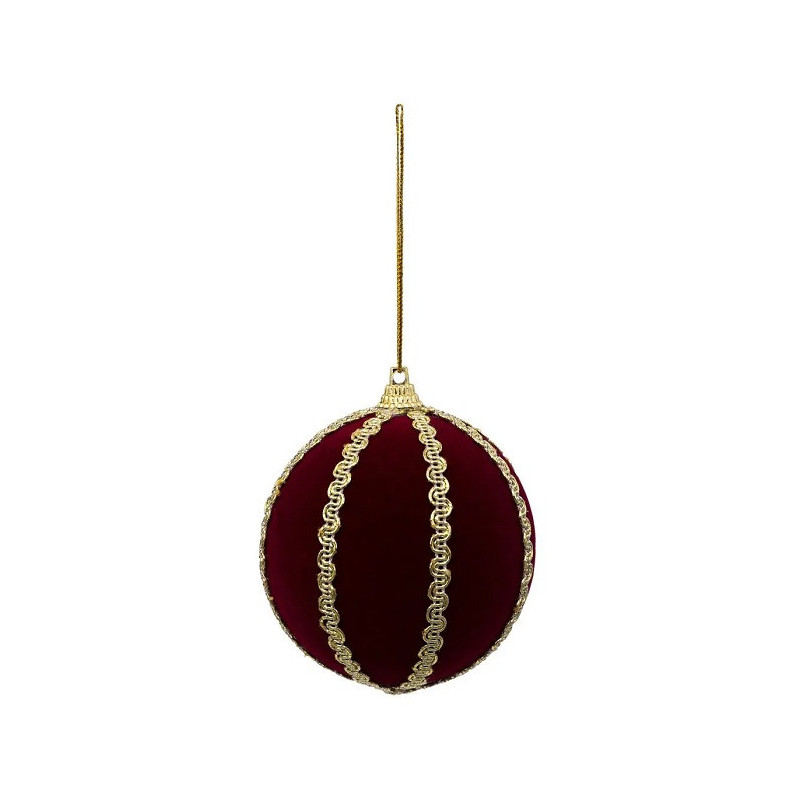Lot de 4 Boule de Noël Galon Doré Polyfoam Rouge/Vert - FEERIC LIGHTS & CHRISTMAS - 184367