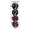 Lot de 4 Boule de Noël Galon Doré Polyfoam Rouge/Vert - FEERIC LIGHTS & CHRISTMAS - 184367