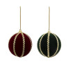Lot de 4 Boule de Noël Galon Doré Polyfoam Rouge/Vert - FEERIC LIGHTS & CHRISTMAS - 184367