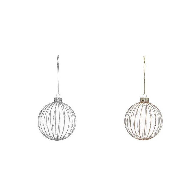 Lot de 2 Boule de Noël Verre Kit x2 100mm Blanc  - FEERIC LIGHTS & CHRISTMAS - 184533