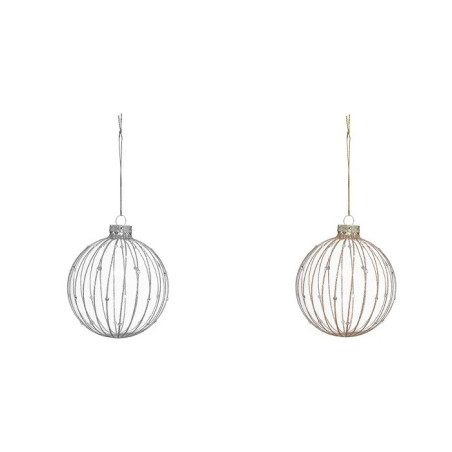 Lot de 2 Boule de Noël Verre Kit x2 100mm Blanc  - FEERIC LIGHTS & CHRISTMAS - 184533