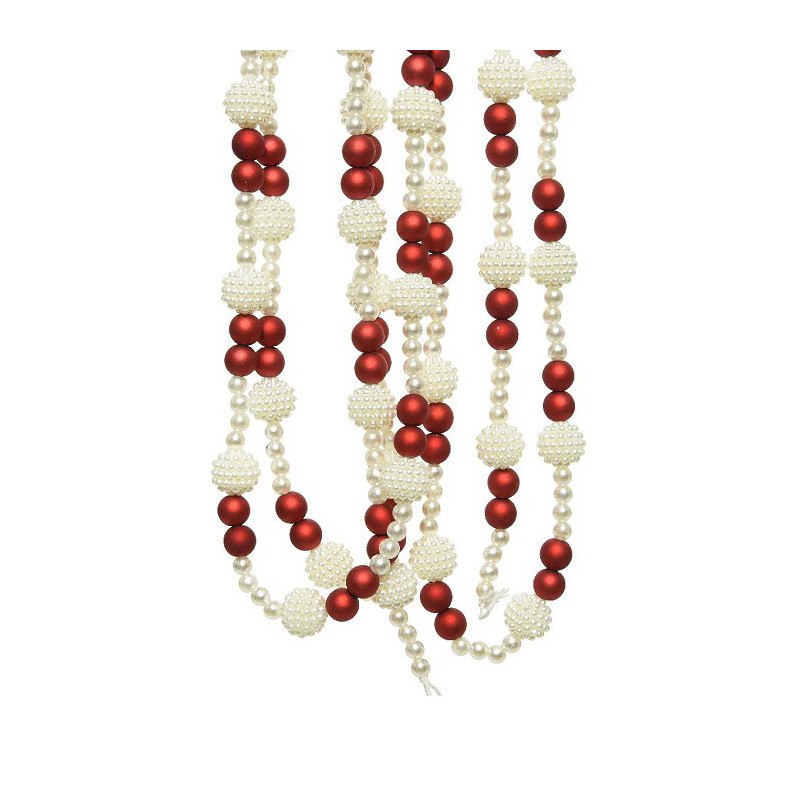 Guirlande de perles 2.4m Rouges/Blanches