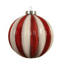 Lot de 3 boules de Noël Verre Côtelé Paillettes Rouge - DECORIS - 61528