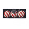 Lot de 3 boules de Noël Verre Côtelé Paillettes Rouge - DECORIS - 61528