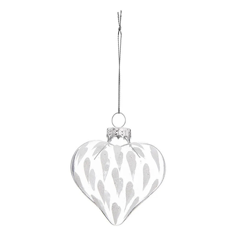 Sujet de Noël Verre Cœur Givré 60mm x2 - FEERIC LIGHTS & CHRISTMAS - 184477