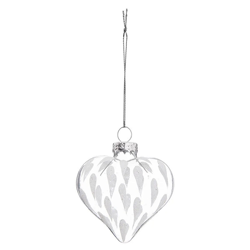 Sujet de Noël Verre Cœur Givré 60mm x2 - FEERIC LIGHTS & CHRISTMAS - 184477