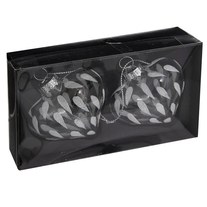 Sujet de Noël Verre Cœur Givré 60mm x2 - FEERIC LIGHTS & CHRISTMAS - 184477