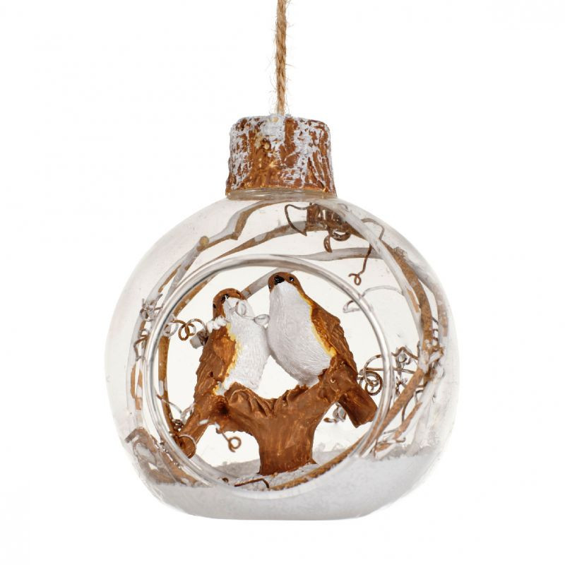 Boule de Noël Transparent Oiseau à l’Intérieur 