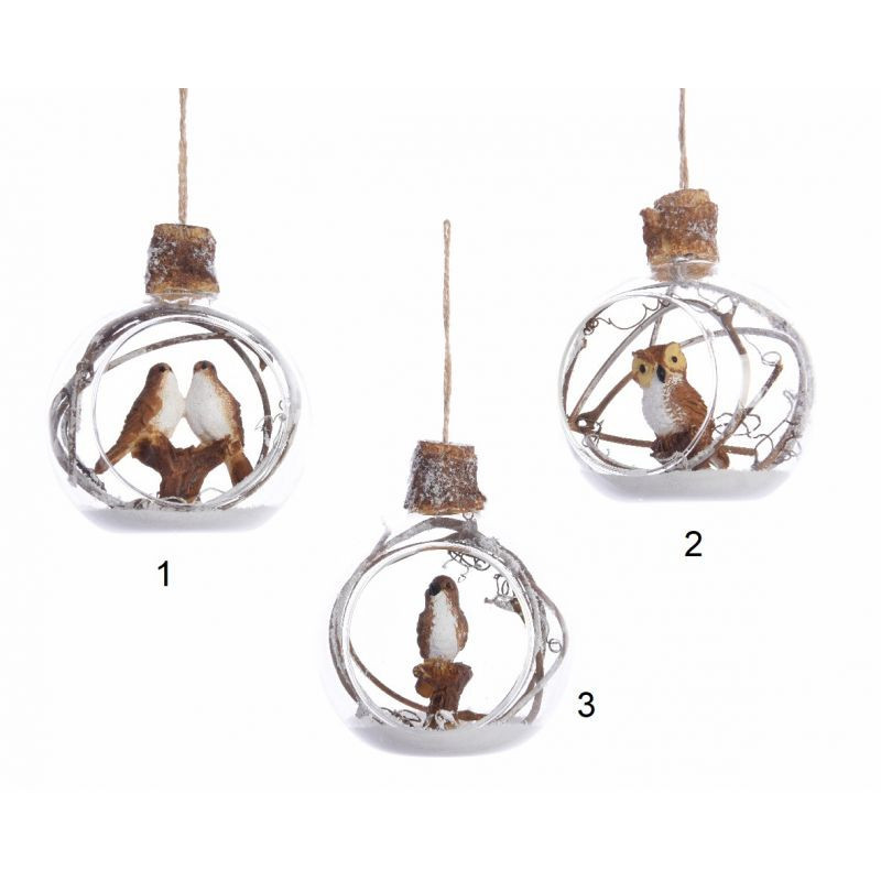 Boule de Noël Transparent Oiseau à l’Intérieur 