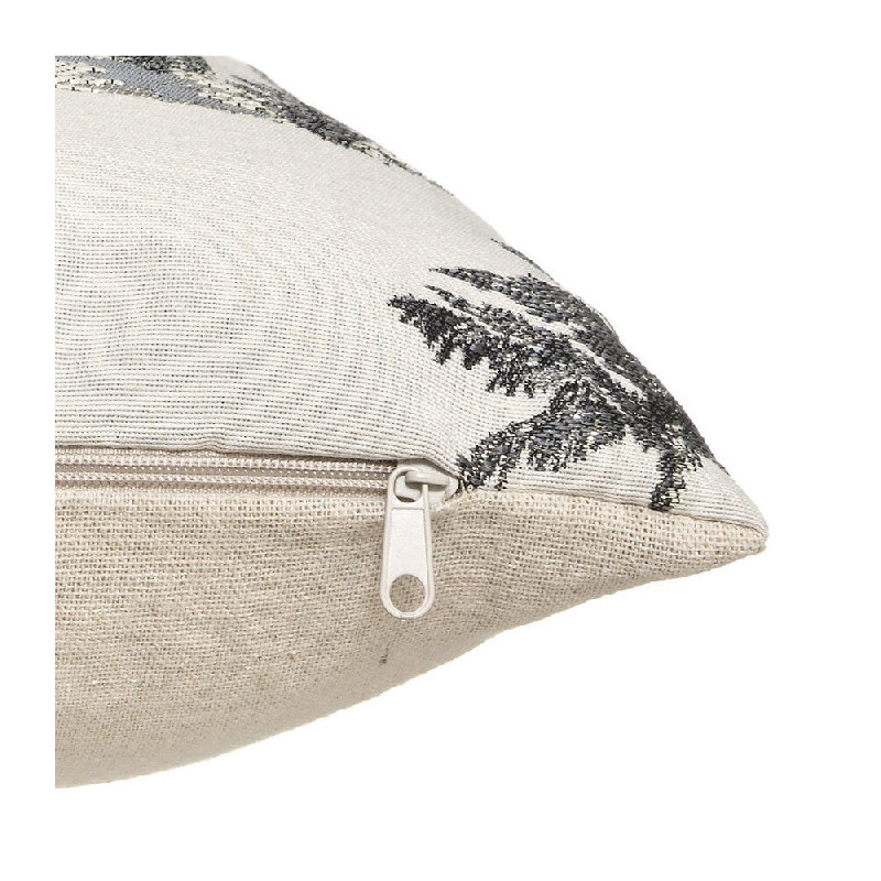 Housse de Coussin Jacquard imprimé Palmier 40x40cm Noir/Blanc - ATMOSPHERA