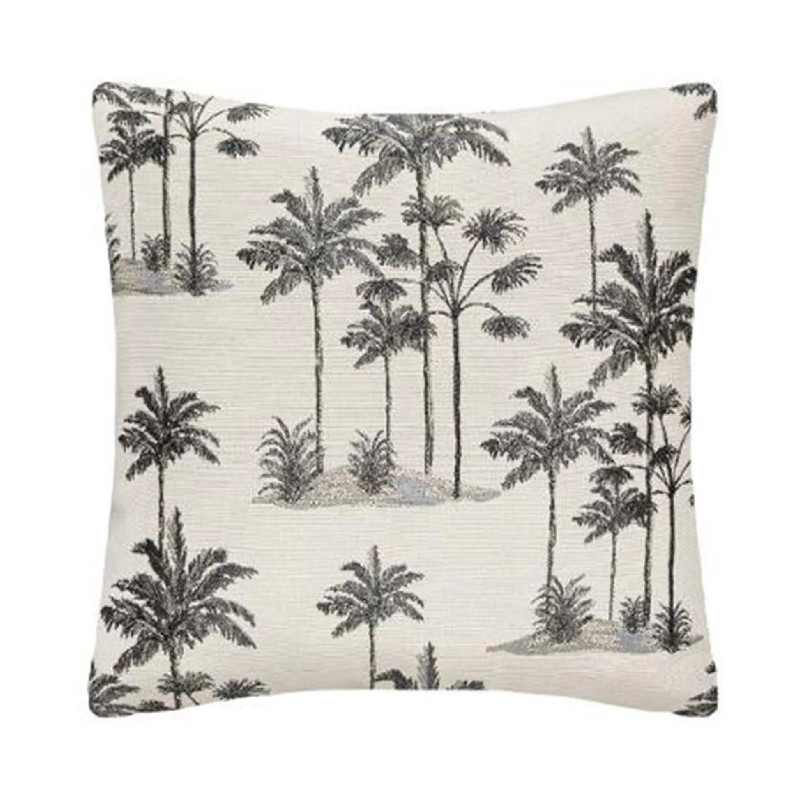 Housse de Coussin Jacquard imprimé Palmier 40x40cm Noir/Blanc - ATMOSPHERA