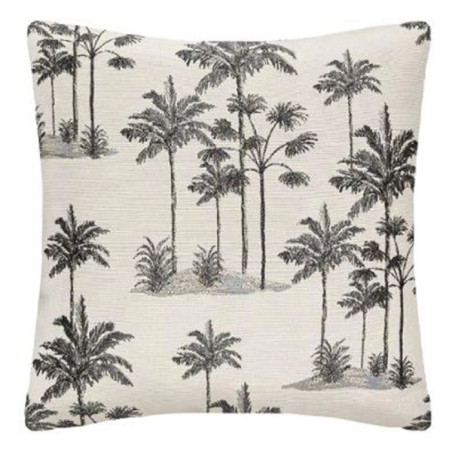 Housse de Coussin Jacquard imprimé Palmier 40x40cm Noir/Blanc - ATMOSPHERA