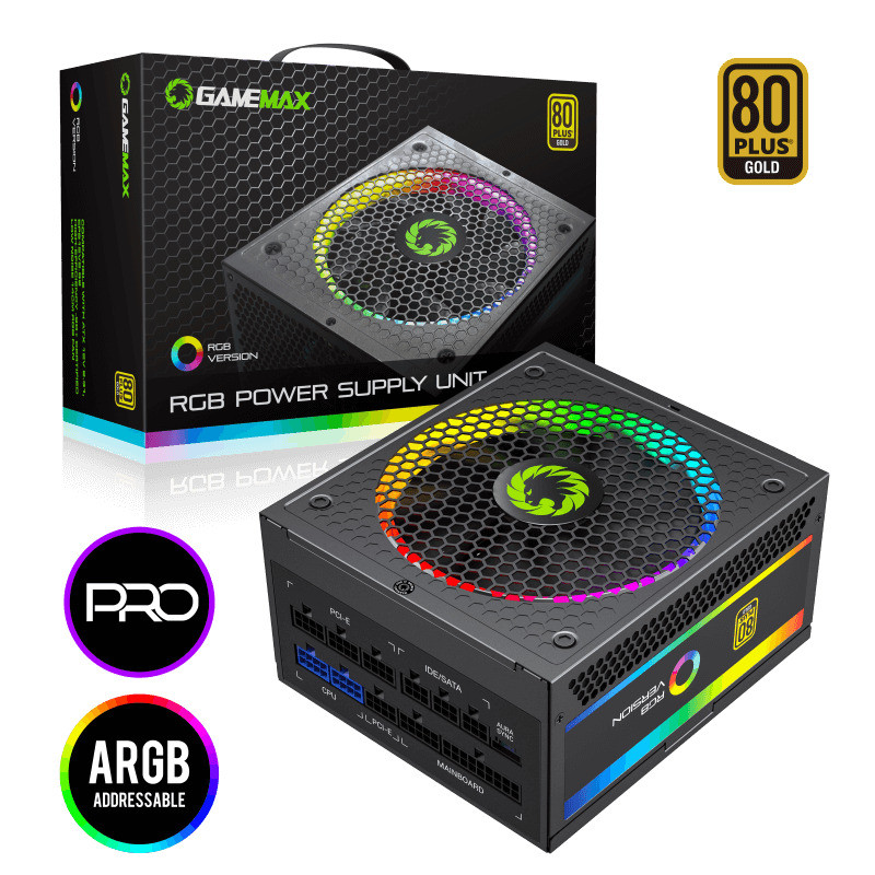 Alimentation ATX Modulaire RGB 850W Pro 80+Gold Noir - GAMEMAX -  ALIM_GM_RGB-850_P 
