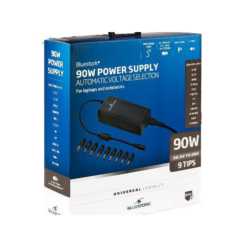 Adaptateur de puissance & onduleur Intérieure 90W Noir - BLUESTORK - BS_PW_NB_90_FB3