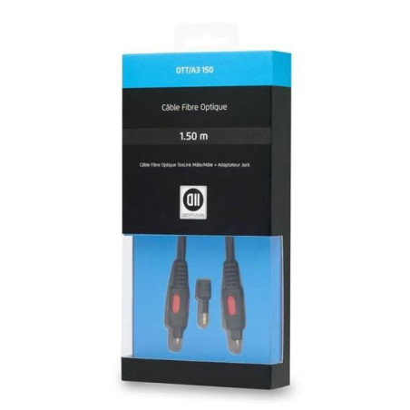 Câble Audio Toslink Optique Mâle/Mâle 1,5m Noir - D2 DIFFUSION - CAB_D2OPT150
