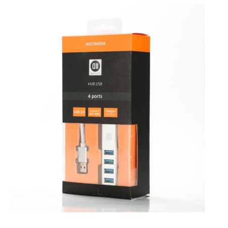 Hub 4 ports USB 3.0 Double alimentation Blanc - D2 DIFFUSION - HUB_D2HUB4PORT2AL