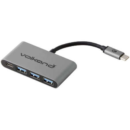 Adaptateur Hub 5en1 USB-C vers 3x USB3.0 +Charge USB-C Silver - VOLKANO - VOL_VK_20058_BK