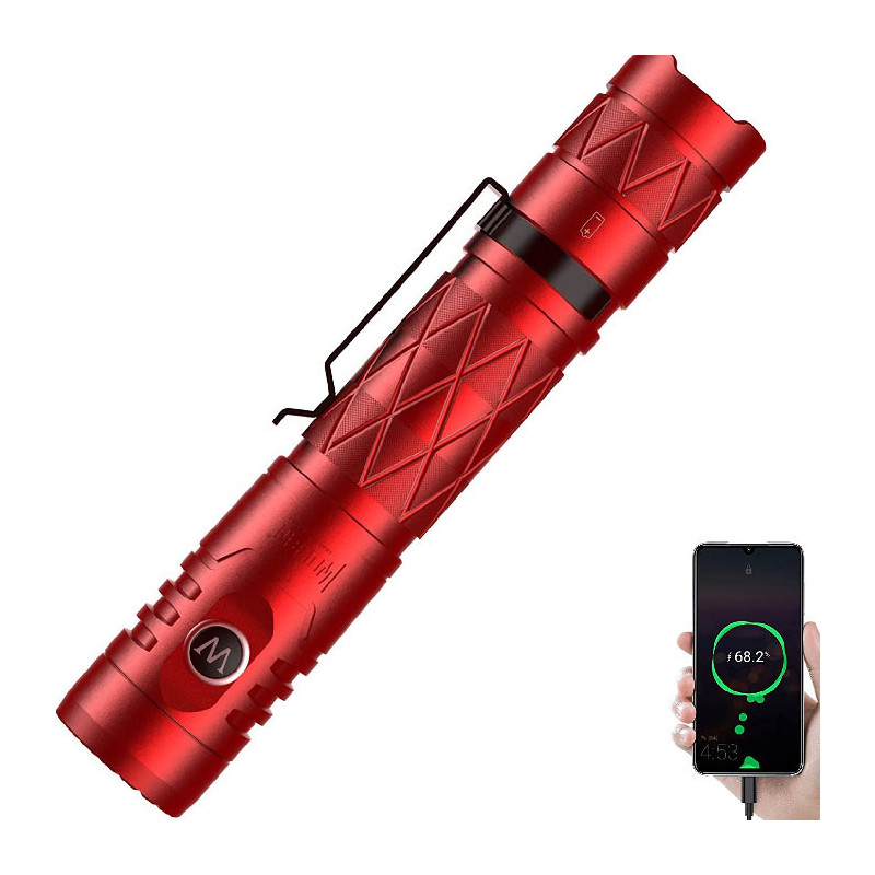 Lampe de Poche PowerBank 3100mAh IP68 Rouge - WUBEN - WUB_E12R_RED