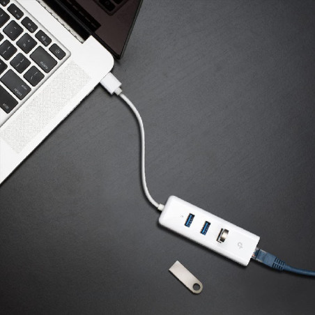 Adaptateur USB / Ethernet Gigabit + Hub 3 ports USB 3.0  Blanc - TP-LINK - TPLINK_UE330