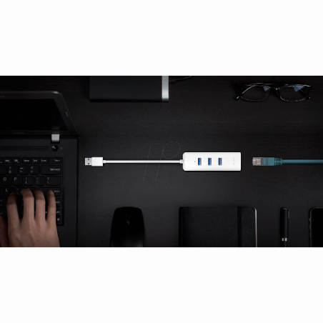 Adaptateur USB / Ethernet Gigabit + Hub 3 ports USB 3.0  Blanc - TP-LINK - TPLINK_UE330