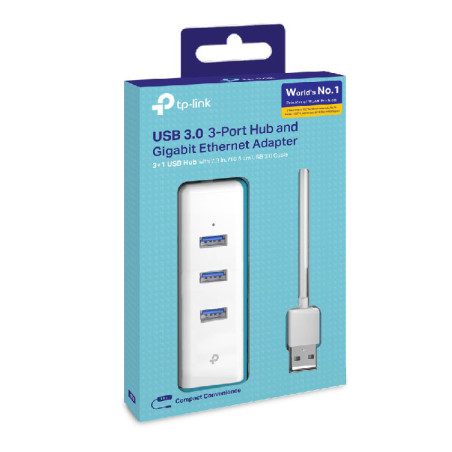 Adaptateur USB / Ethernet Gigabit + Hub 3 ports USB 3.0  Blanc - TP-LINK - TPLINK_UE330