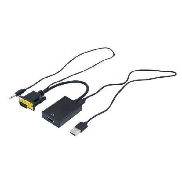 Adaptateur VGA + audio Jack vers HDMI 17cm Noir - CAB_VGA+AUDIO_HDMI 