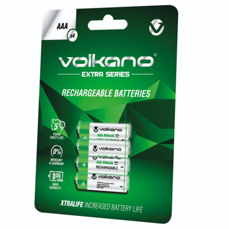Lot de 4 Piles AAA rechargeables Vert/Argenté - VOLKANO - VOL_VK_8103_GN