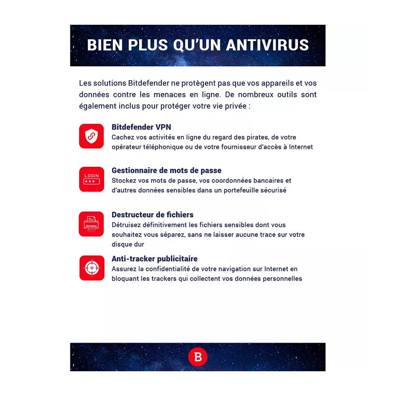Logiciel + Optimisation Antivirus Plus 1 PC / 12 mois - BITDEFENDER - BITDEF_AV_1_12