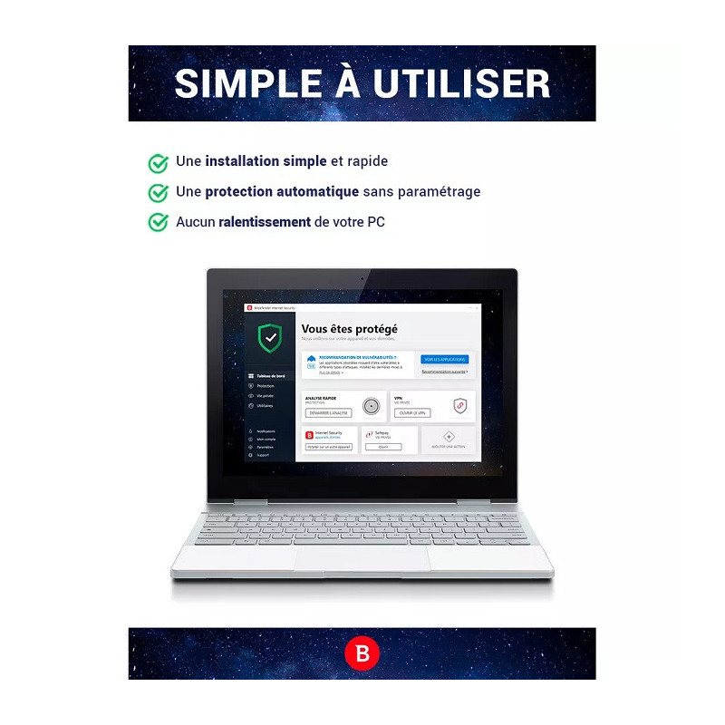 Logiciel + Optimisation Antivirus Plus 1 PC / 12 mois - BITDEFENDER - BITDEF_AV_1_12