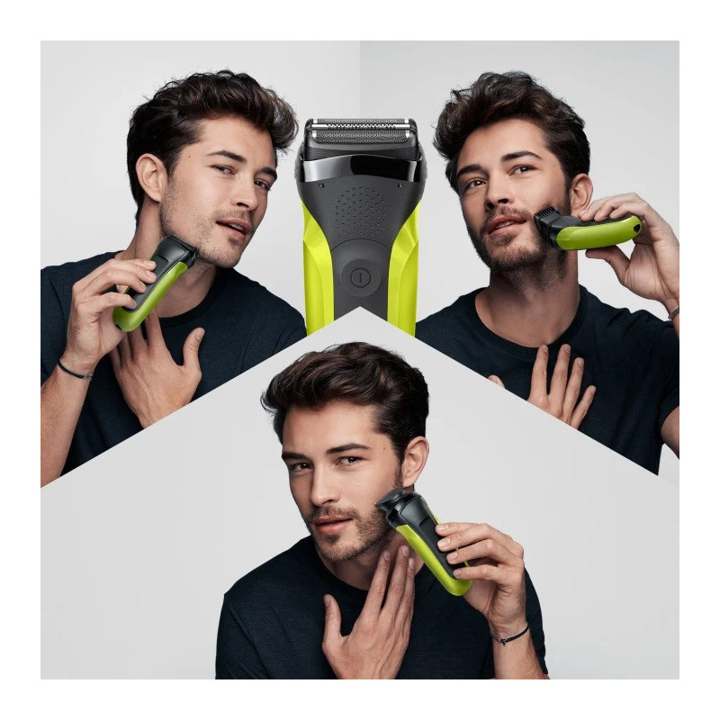Rasoir Homme 3-en-1 Series 3 Shave&Style 300BT Noir/Vert - BRAUN - SERIES3 300BT