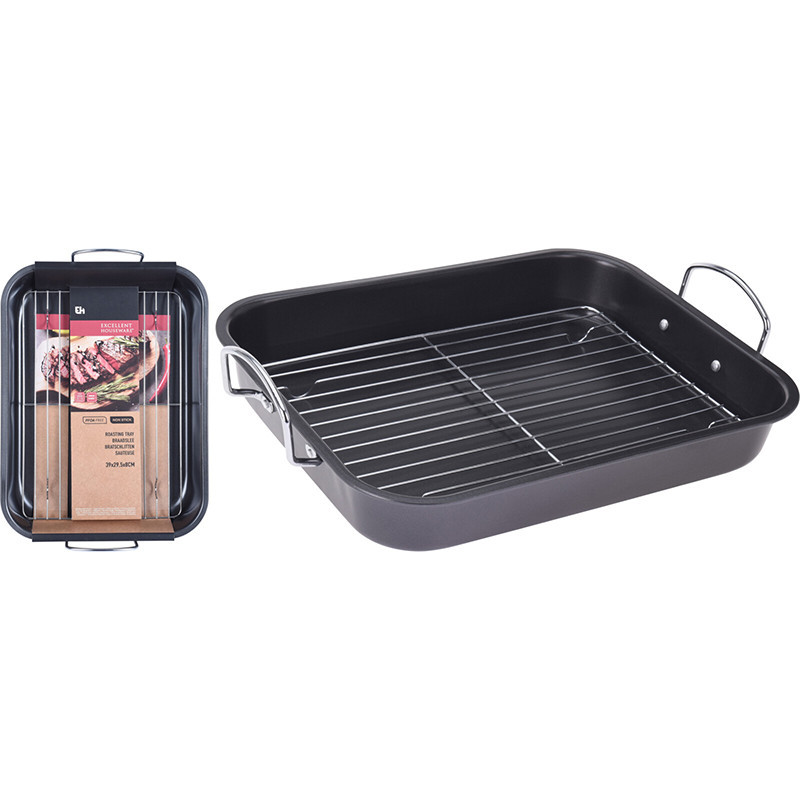 Plat à Rotir antiadhésif avec Grille Noir - EXCELLENT HOUSEWARE - 309180200