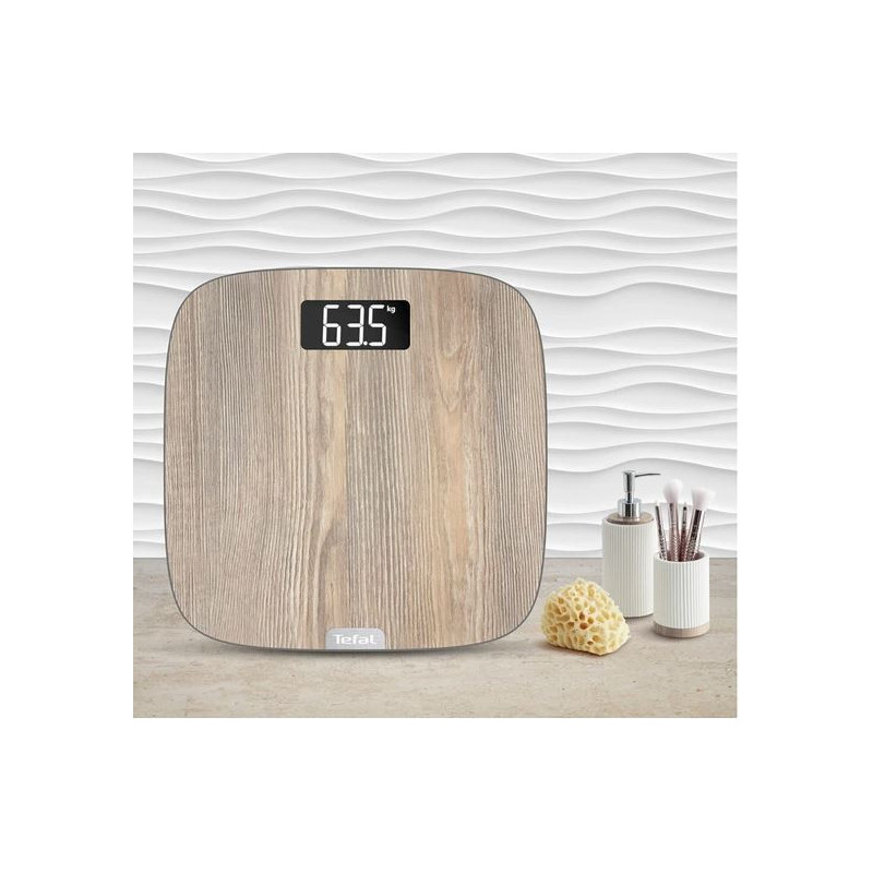 Pèse personne Origin Light Wood Verre trempé 160Kg max - TEFAL - PP1600