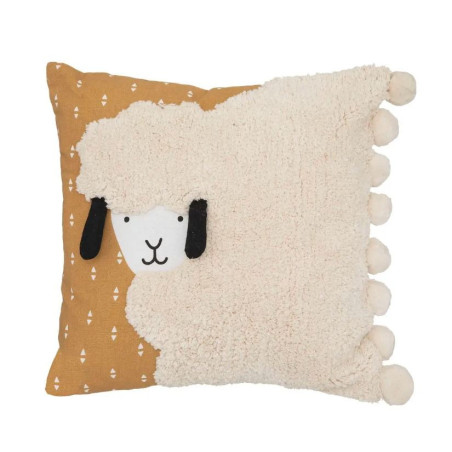 Coussin oasis mouton en Coton avec Pompons 40x40cm - ATMOSPHERA - 188224