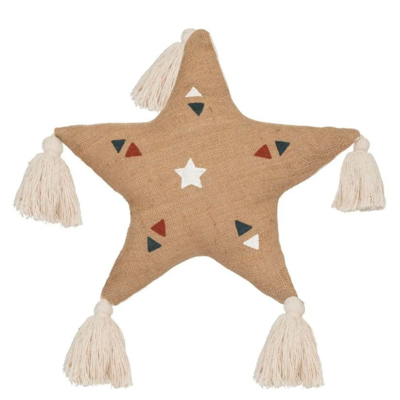 Coussin étoile jute Oasi 40x40cm Beige - ATMOSPHERA - 188225