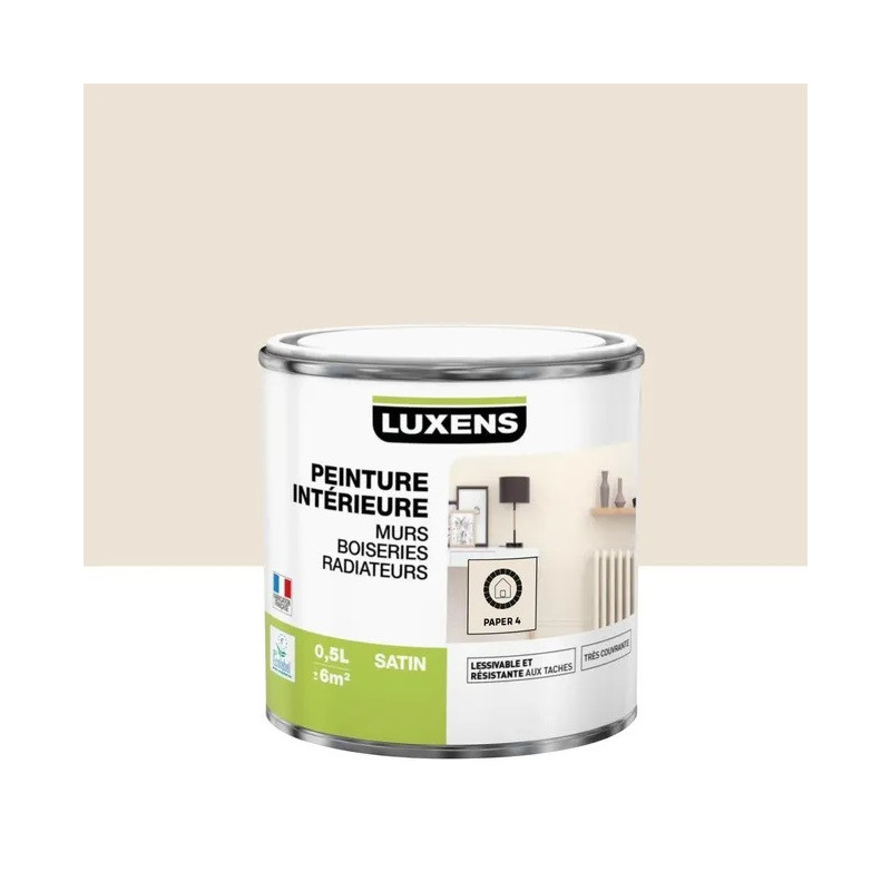 Peinture Mur/Boiserie/Radiateur Multisupports Blanc Paper 4 Satiné 0,5L - LUXENS - 5603239